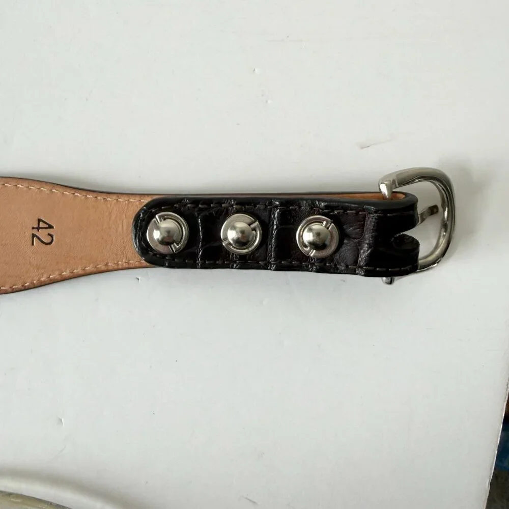 Rod Patrick Mens Western Belt Brown Genuine Caiman Leather 1.5